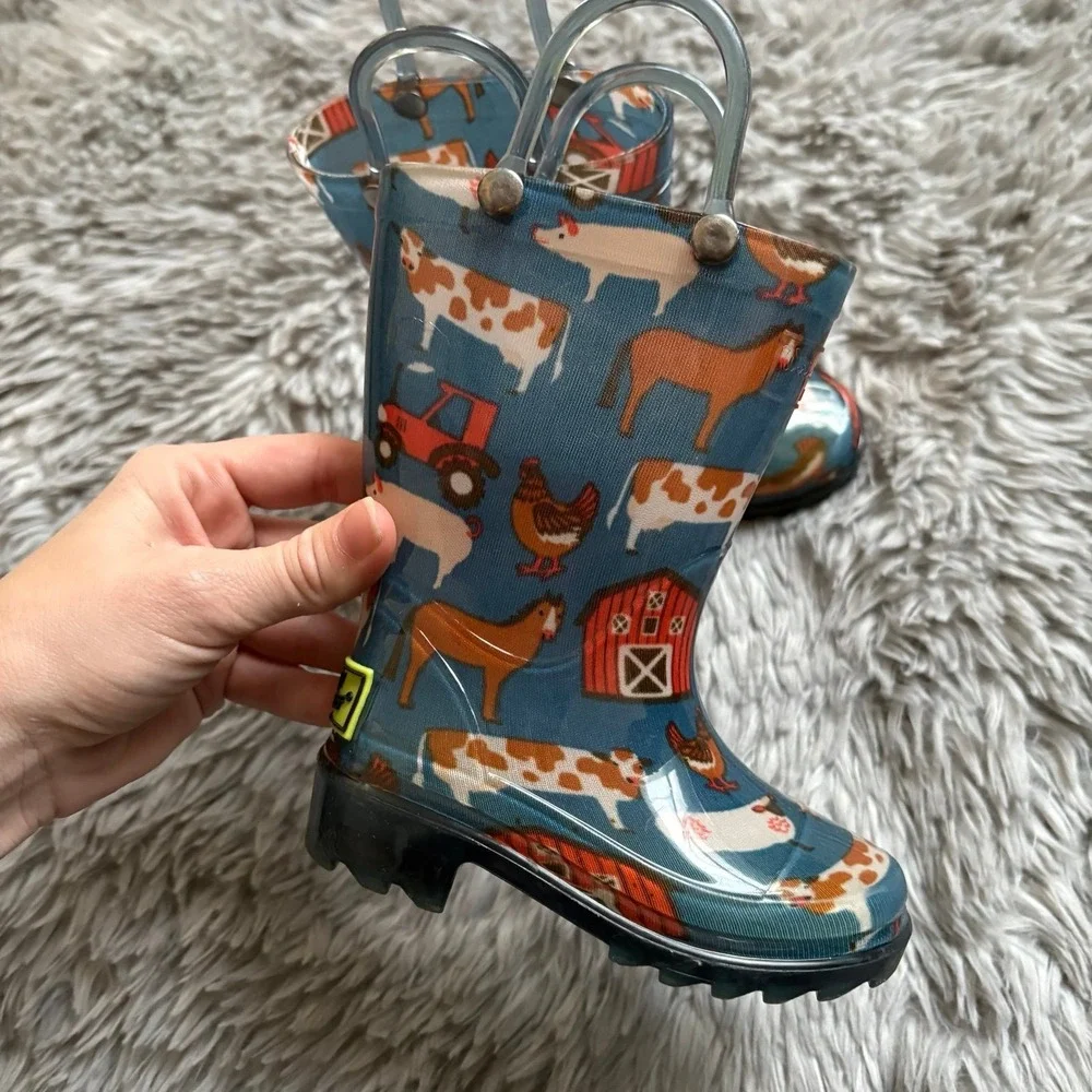 Western Chief Farm Animal Rain Boots Toddler 5c Unisex Spring Summer - Picture 2 of 5